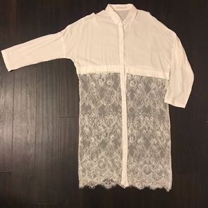 Lace white button down blouse